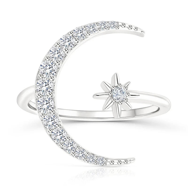 Anillo de Plata con Luna y Estrella