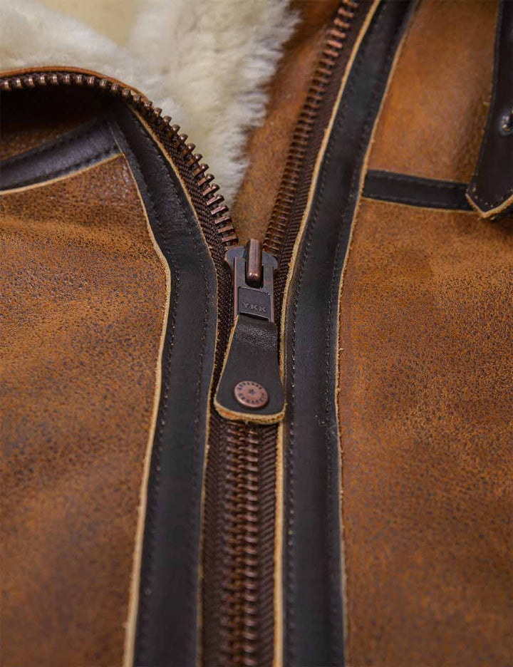 Aron™ | Chaqueta Bomber con Capucha de Piel