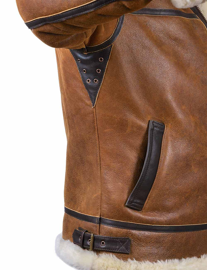 Aron™ | Chaqueta Bomber con Capucha de Piel