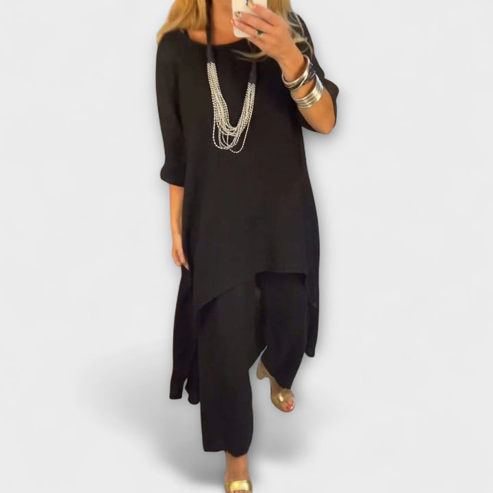 Tabea - Traje de Lino con Escote Redondo