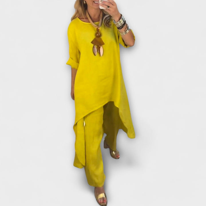 Tabea - Traje de Lino con Escote Redondo