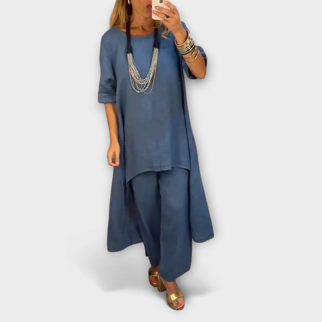 Tabea - Traje de Lino con Escote Redondo