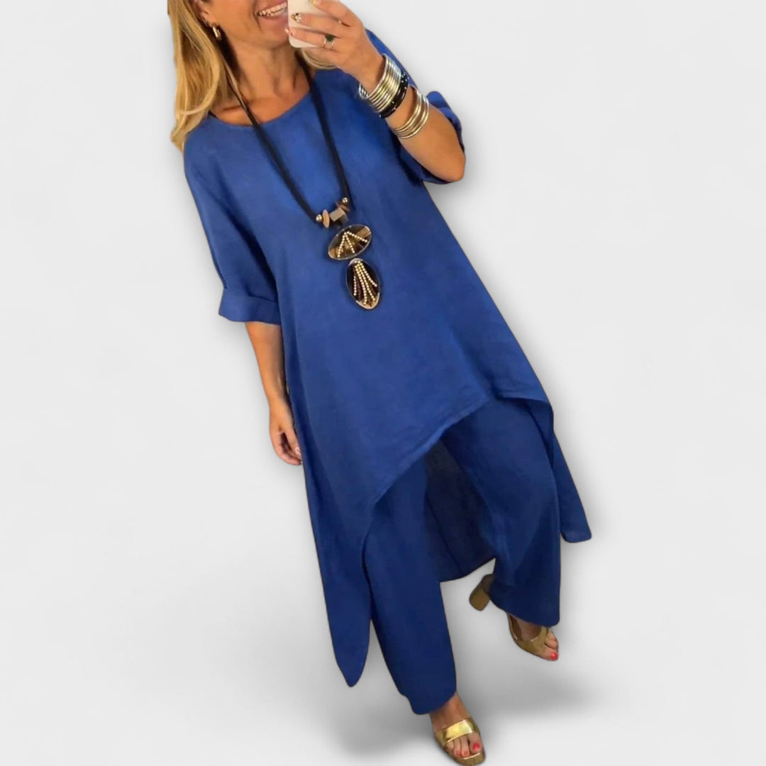 Tabea - Traje de Lino con Escote Redondo