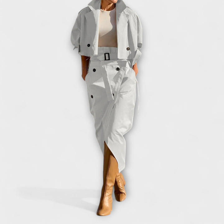 Lyra - Chaqueta de Falda Midi Elegante con Bolsillos